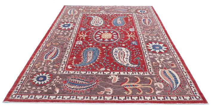 Afghan Ziegler Suzani Rug 6' 7" x 9' 9" Hand-Knotted | No. AT70769