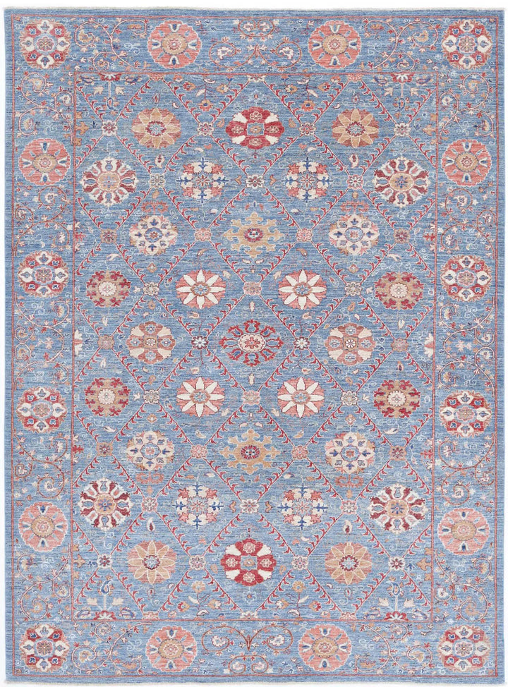 Afghan Ziegler Suzani Rug 6' 8" x 9' 3" Hand-Knotted