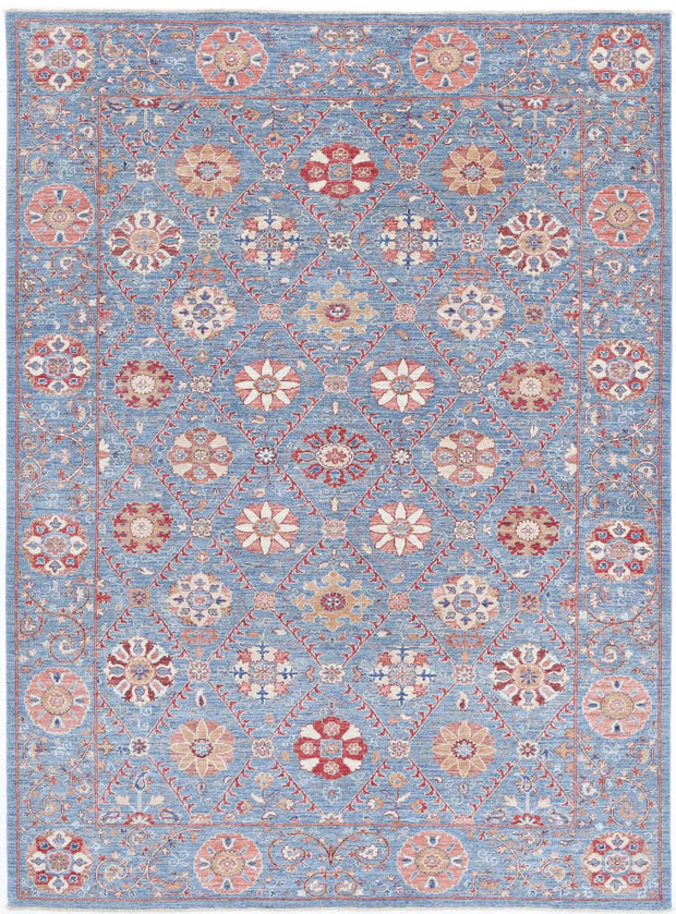Hand Knotted Ziegler Suzani Wool Rug 6' 8" x 9' 3" - No. AT21546