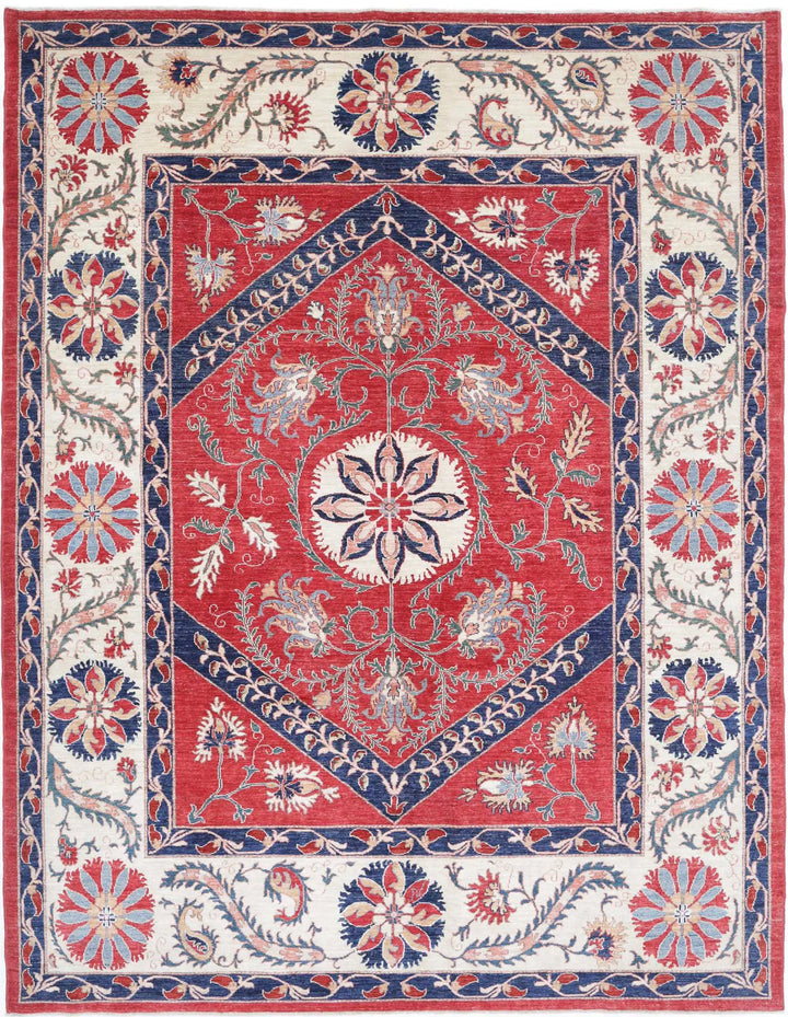 Afghan Ziegler Suzani Rug 7' 6" x 10' 0" Hand-Knotted