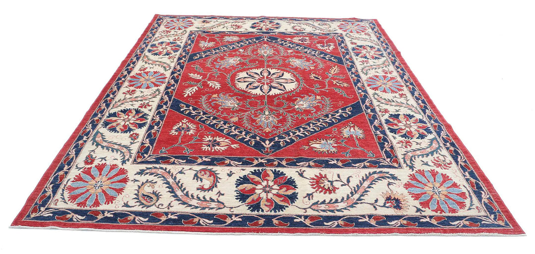 Afghan Ziegler Suzani Rug 7' 6" x 10' 0" Hand-Knotted | No. AT66933