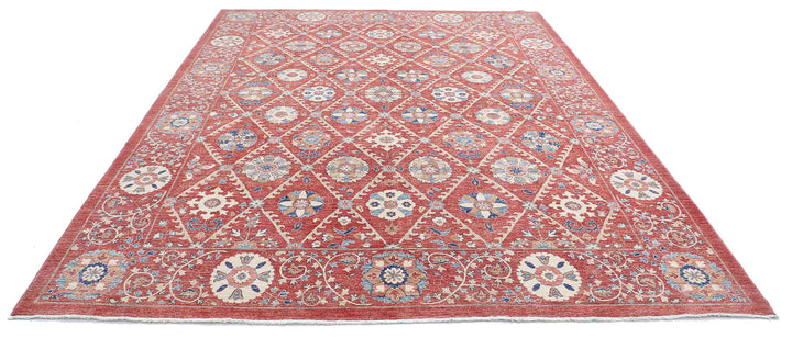 Afghan Ziegler Suzani Rug 9' 0" x 11' 6" Hand-Knotted | No. AT43290