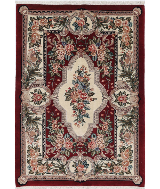 Hand Knotted Heritage Oriental  Aubusson Wool Rug 3' 10" x 5' 8" - No. AT53222