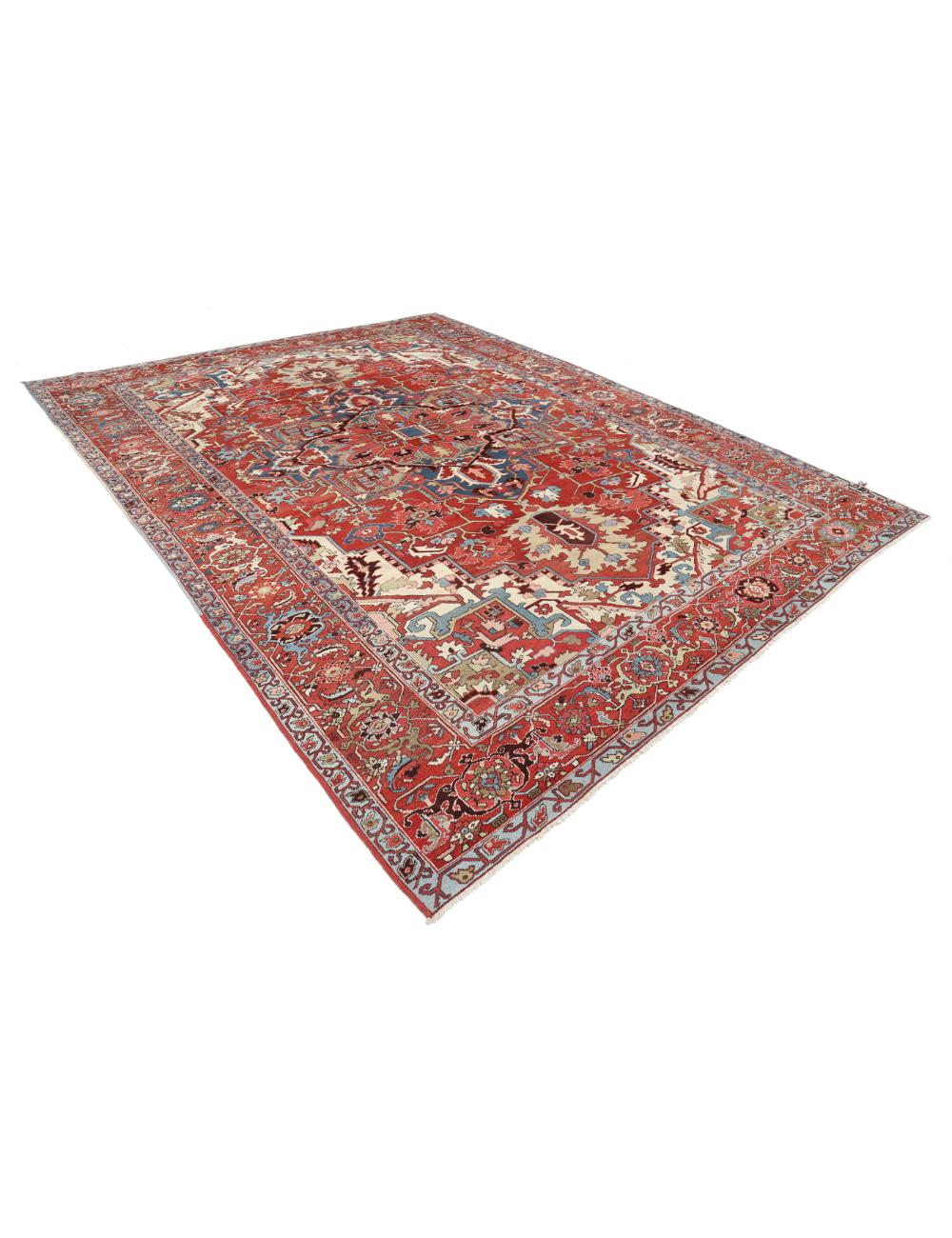 Afghan Heriz Rug 9' 10" x 12' 6" Hand-Knotted | No. AT64350