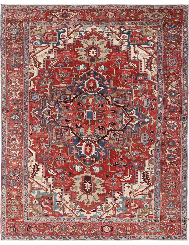Hand Knotted Antique Oriental Heriz Wool Rug 9' 10" x 12' 6" - No. AT64350
