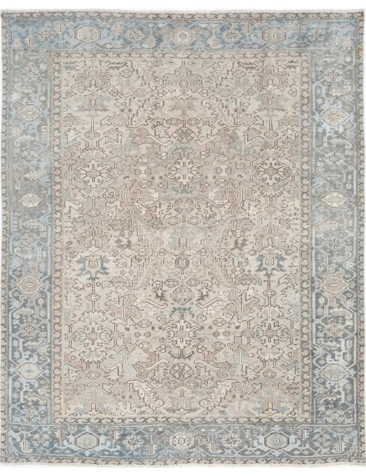 Afghan Heriz Rug 7' 0" x 8' 11" Hand-Knotted