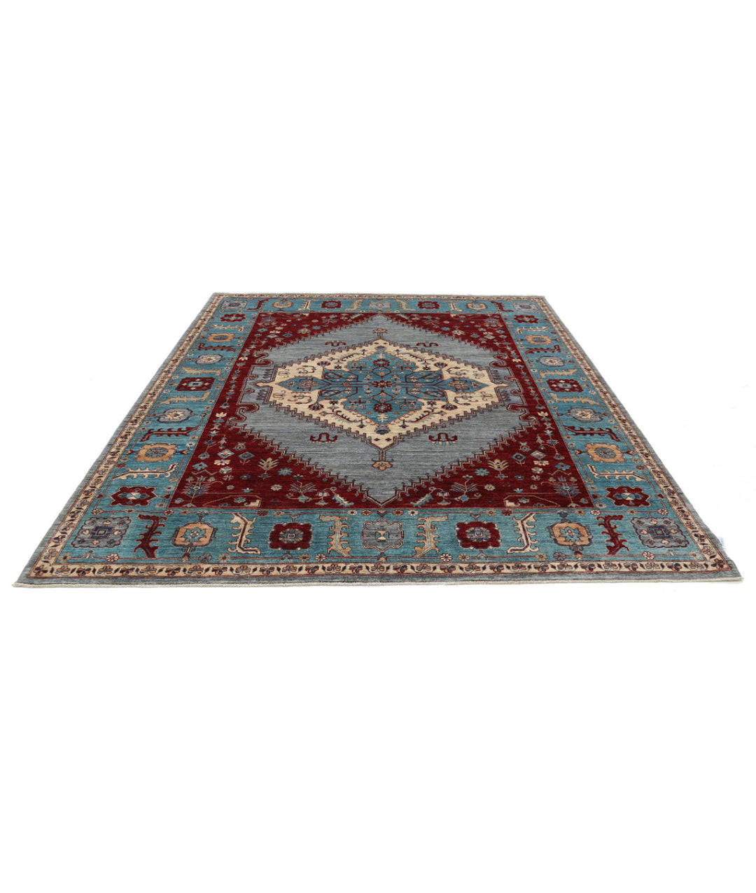 Afghan Heriz Rug 7' 11" x 9' 8" Hand-Knotted | No. AT32132