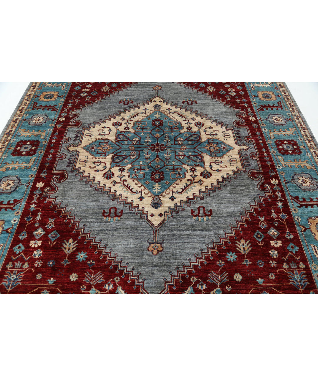Afghan Heriz Rug 7' 11" x 9' 8" Hand-Knotted | No. AT32132