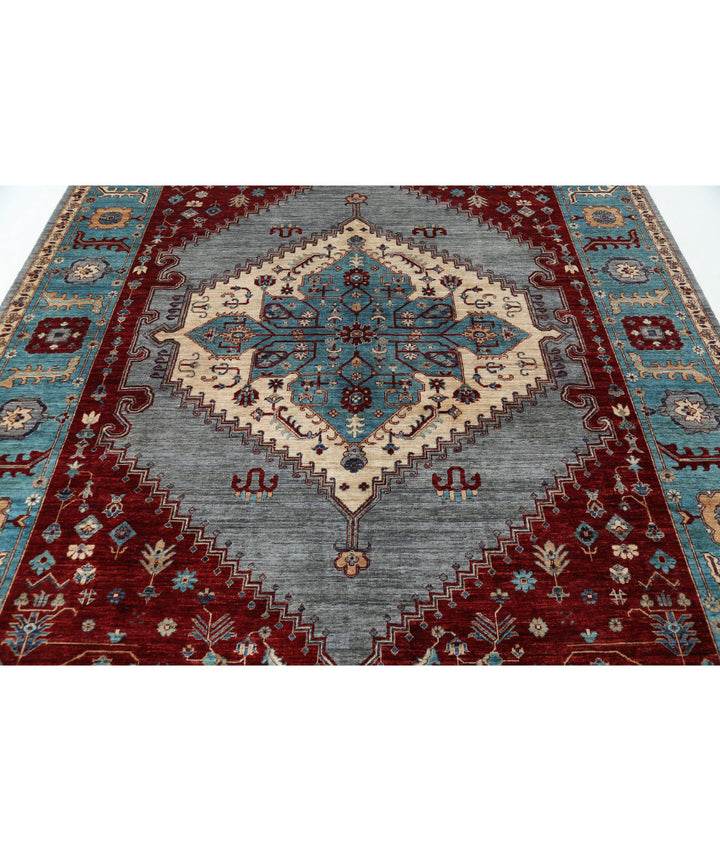 Afghan Heriz Rug 7' 11" x 9' 8" Hand-Knotted | No. AT32132