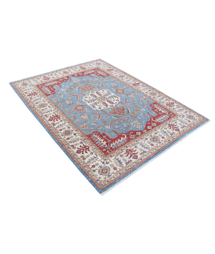 Afghan Heriz Rug 5' 2" x 6' 9" Hand-Knotted | No. AT60878