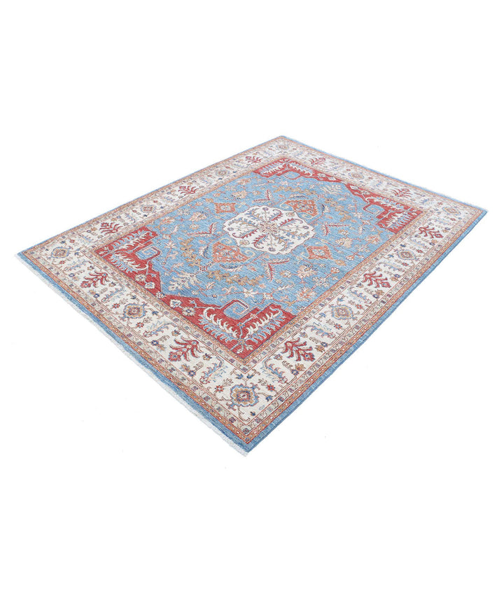Afghan Heriz Rug 5' 2" x 6' 9" Hand-Knotted | No. AT60878