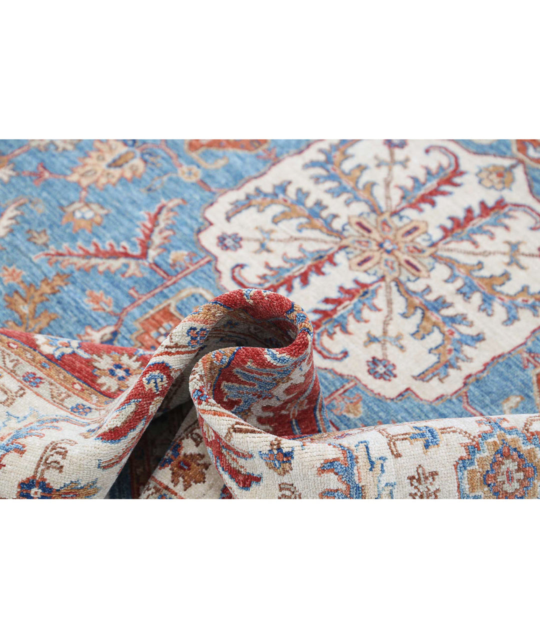 Afghan Heriz Rug 5' 2" x 6' 9" Hand-Knotted | No. AT60878