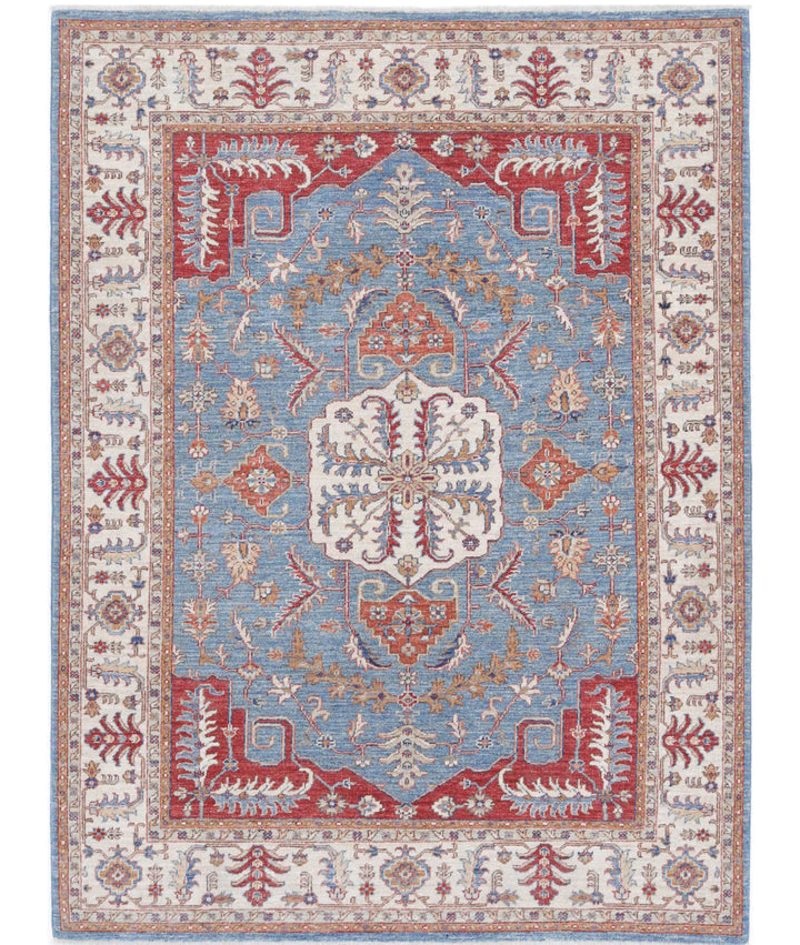 Afghan Heriz Rug 5' 2" x 6' 9" Hand-Knotted | No. AT60878