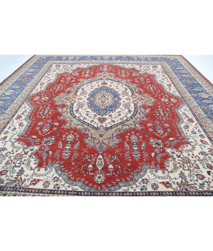 Hand Knotted Heriz Wool Rug 14' 2" x 15' 2" - No. AT672053