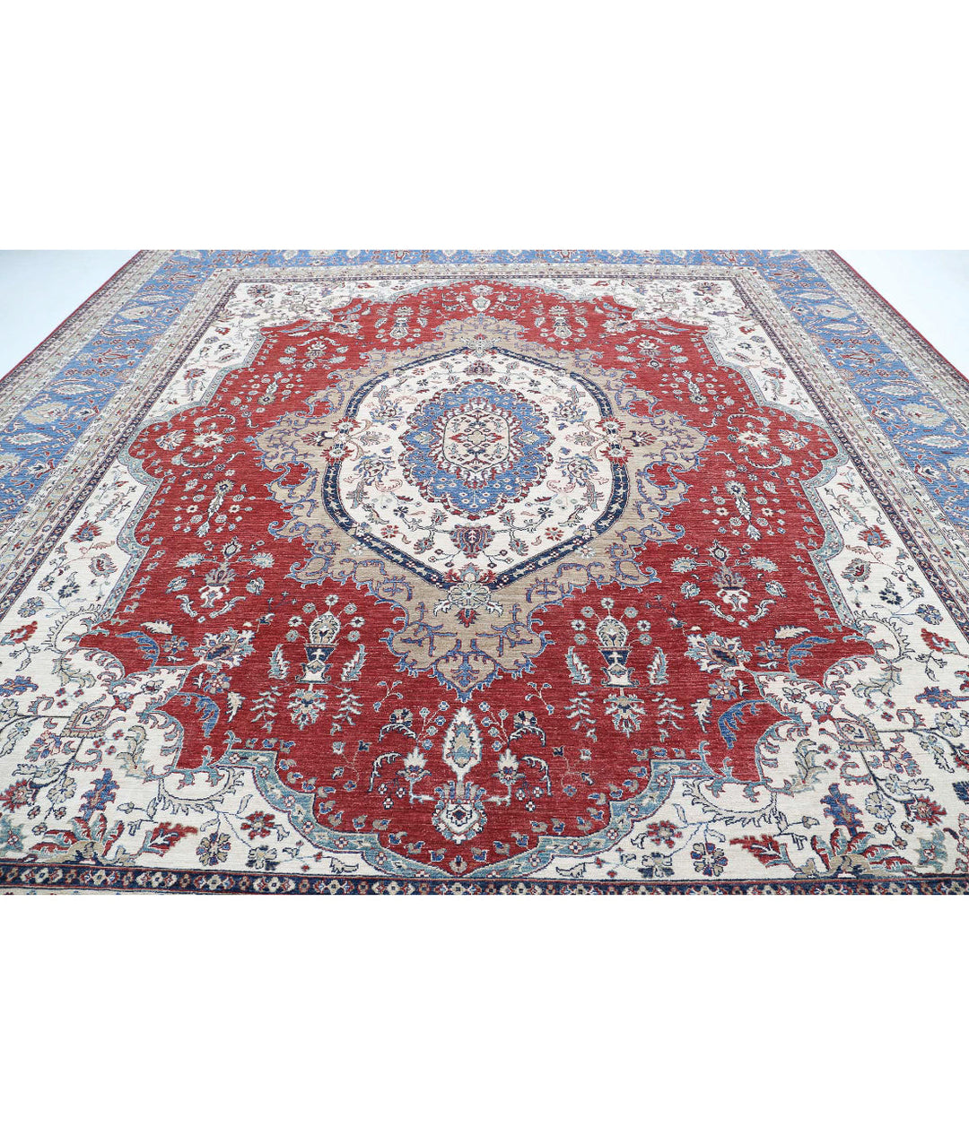 Afghan Heriz Rug 14' 0" x 15' 7" Hand-Knotted | No. AT43703