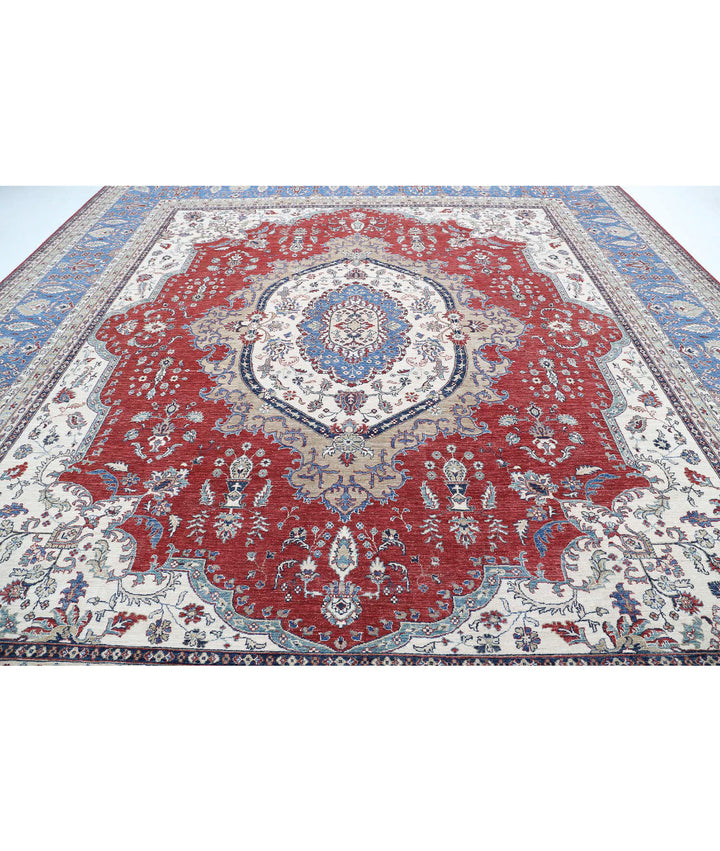 Afghan Heriz Rug 14' 0" x 15' 7" Hand-Knotted | No. AT43703