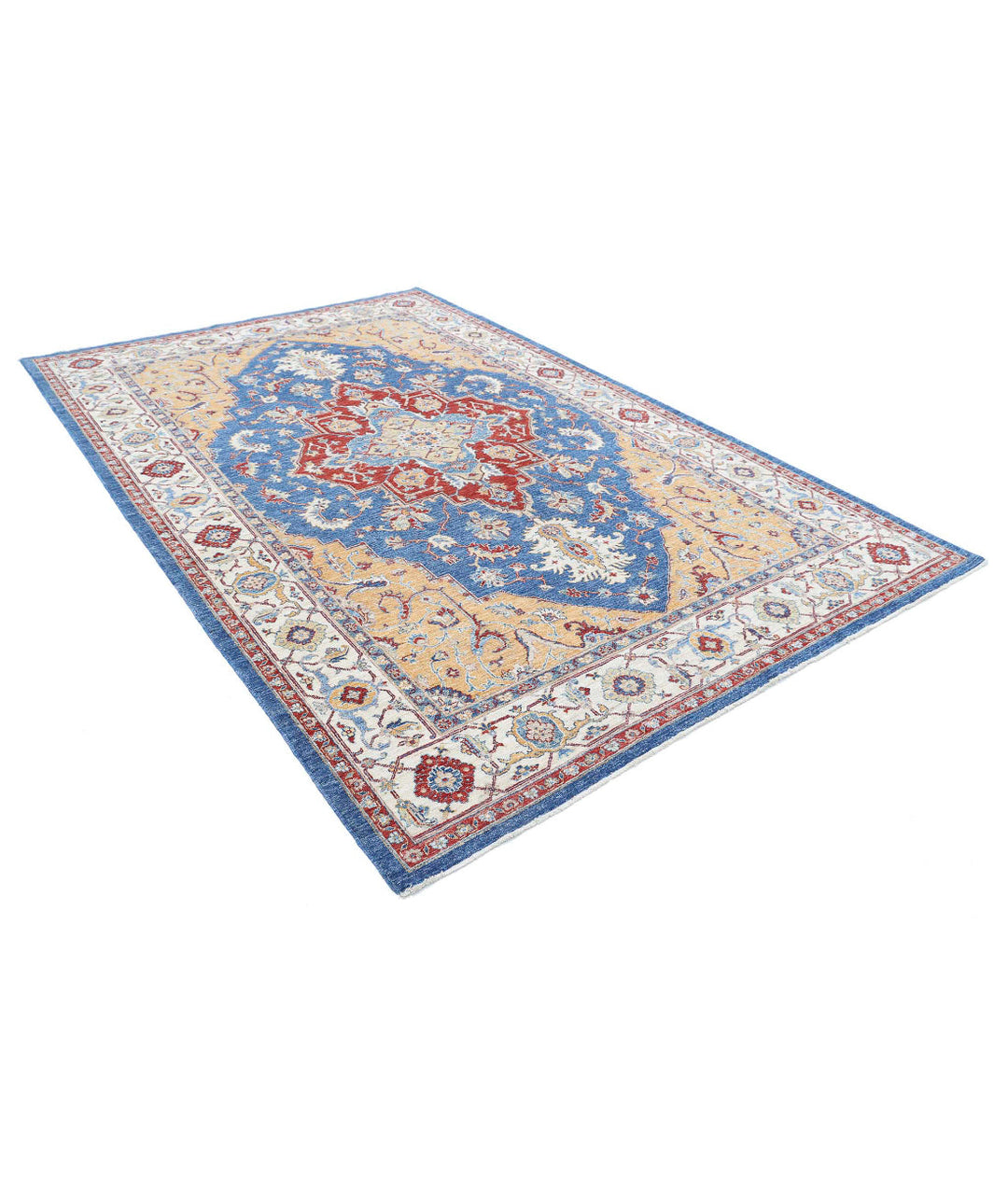 Afghan Heriz Rug 6' 7" x 9' 11" Hand-Knotted | No. AT21763