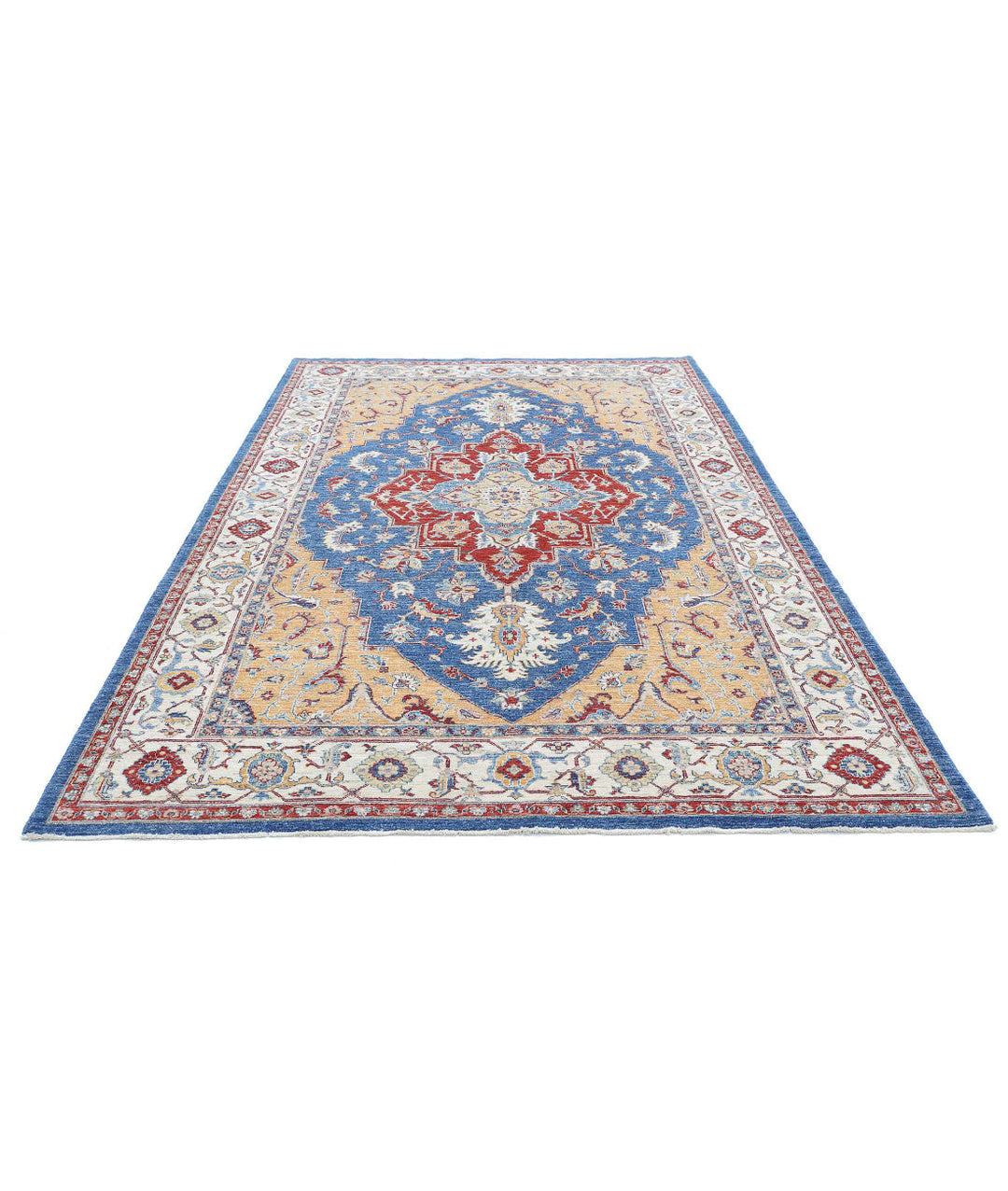 Afghan Heriz Rug 6' 7" x 9' 11" Hand-Knotted | No. AT21763