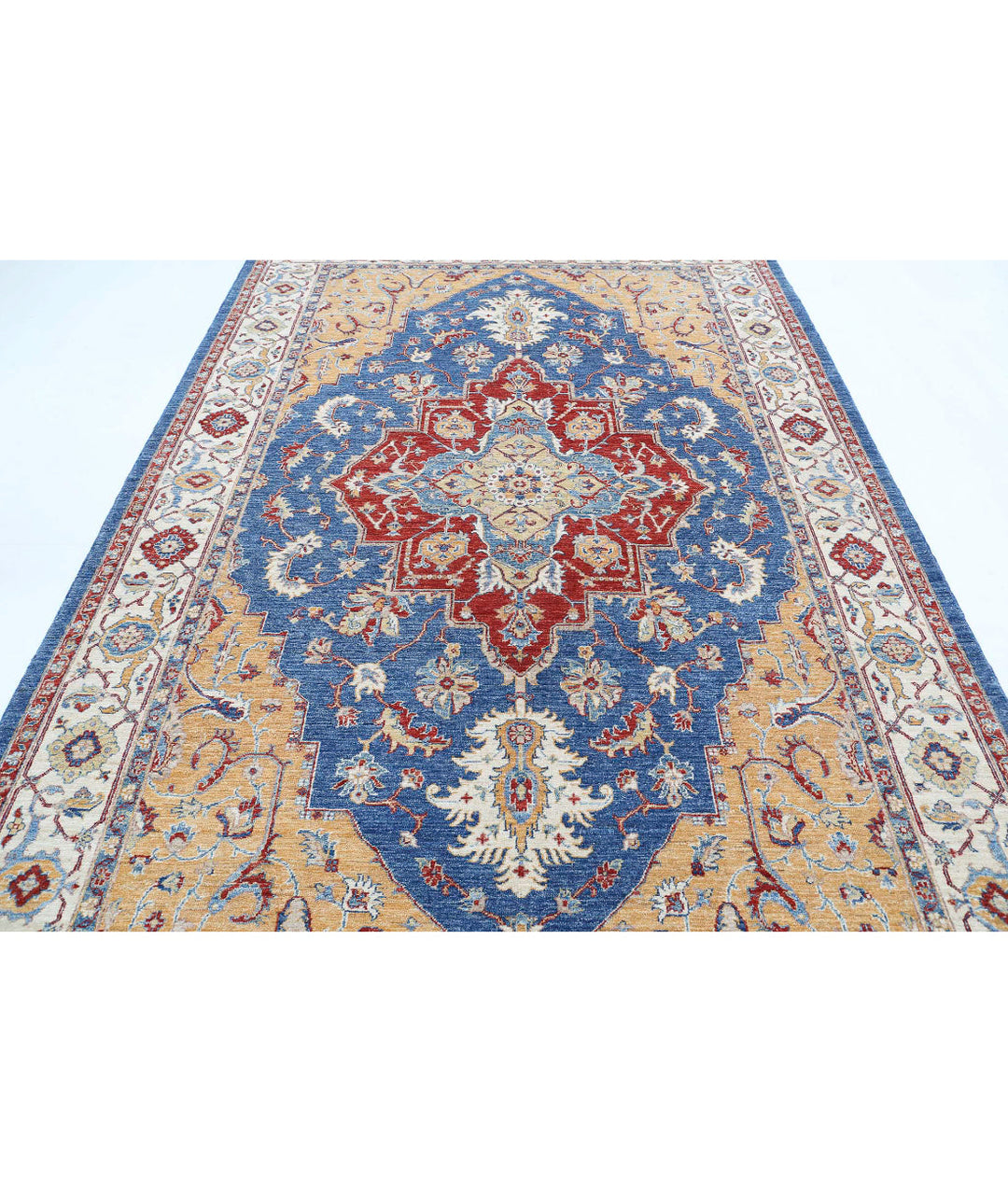 Afghan Heriz Rug 6' 7" x 9' 11" Hand-Knotted | No. AT21763