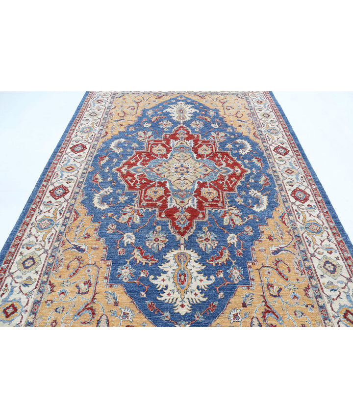 Afghan Heriz Rug 6' 7" x 9' 11" Hand-Knotted | No. AT21763