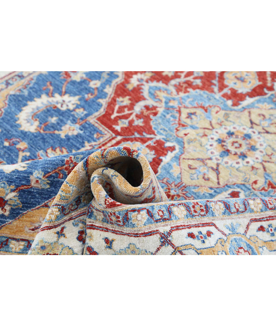 Afghan Heriz Rug 6' 7" x 9' 11" Hand-Knotted | No. AT21763