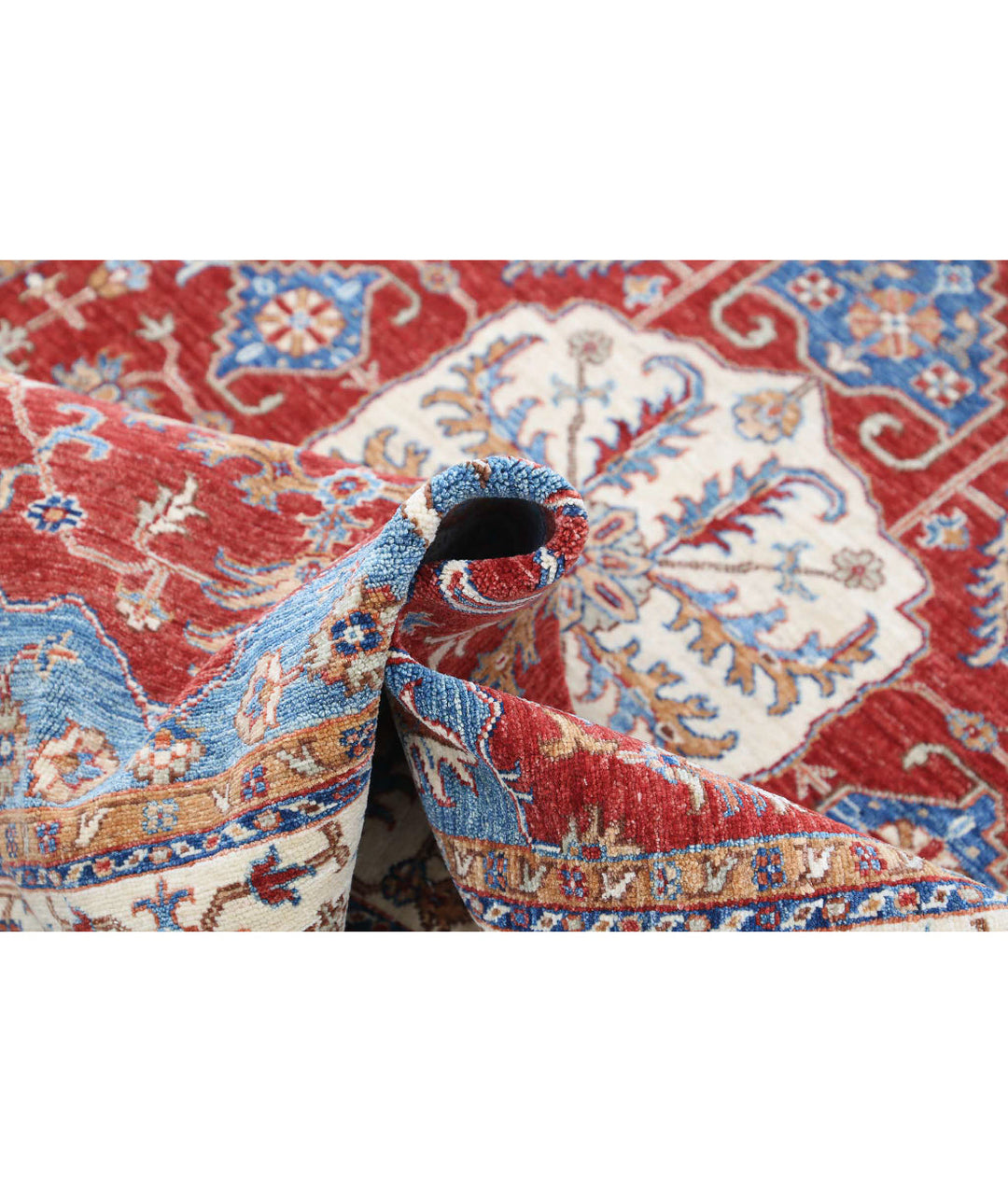 Afghan Heriz Rug 4' 9" x 6' 5" Hand-Knotted | No. AT84137