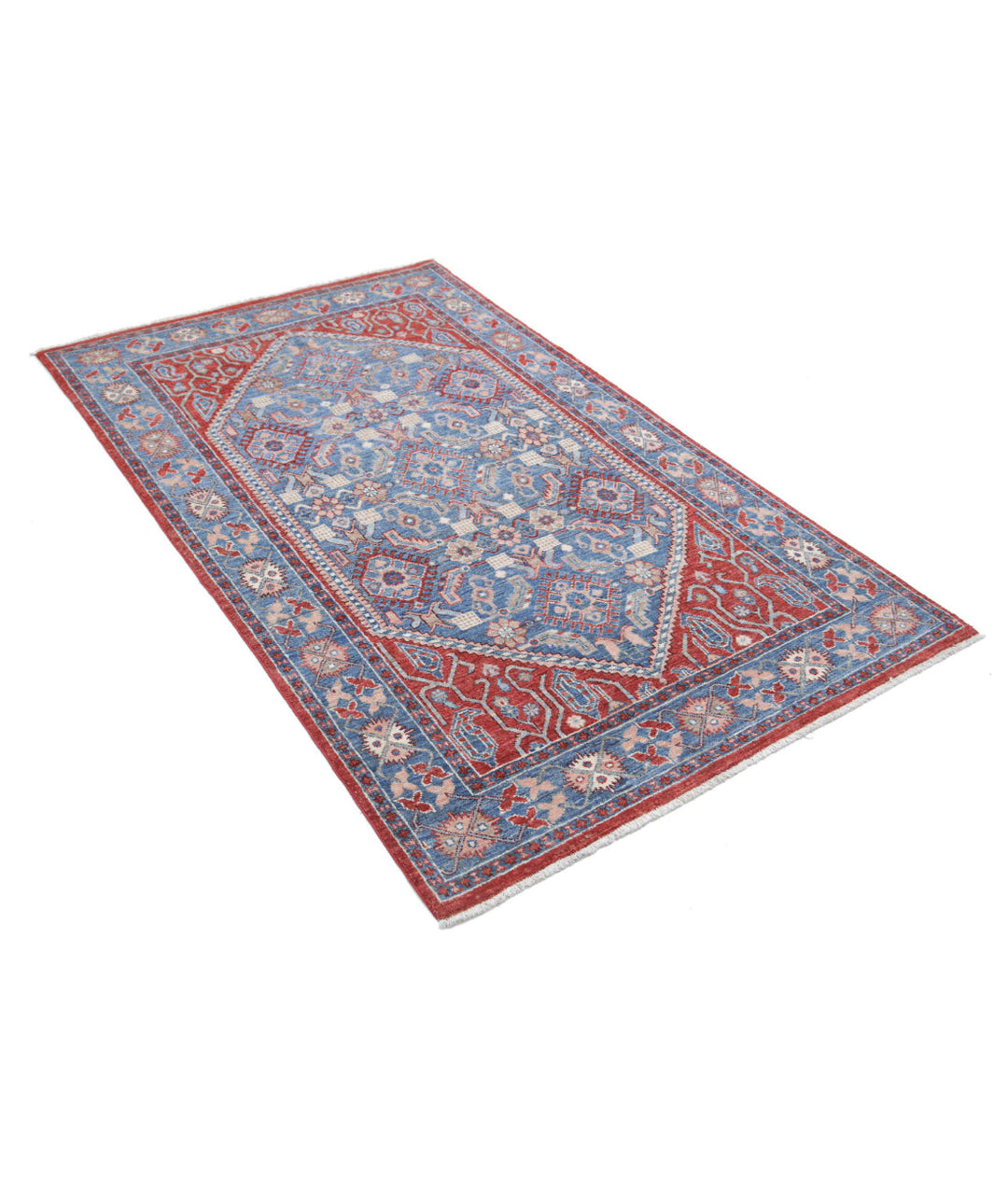 Hand Knotted Heriz Wool Rug 3' 8" x 6' 2" - No. AT65436