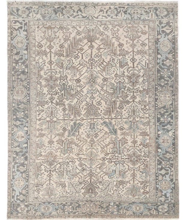Hand Knotted Antique Oriental Heriz Wool Rug 6' 10" x 8' 4" - No. AT70895