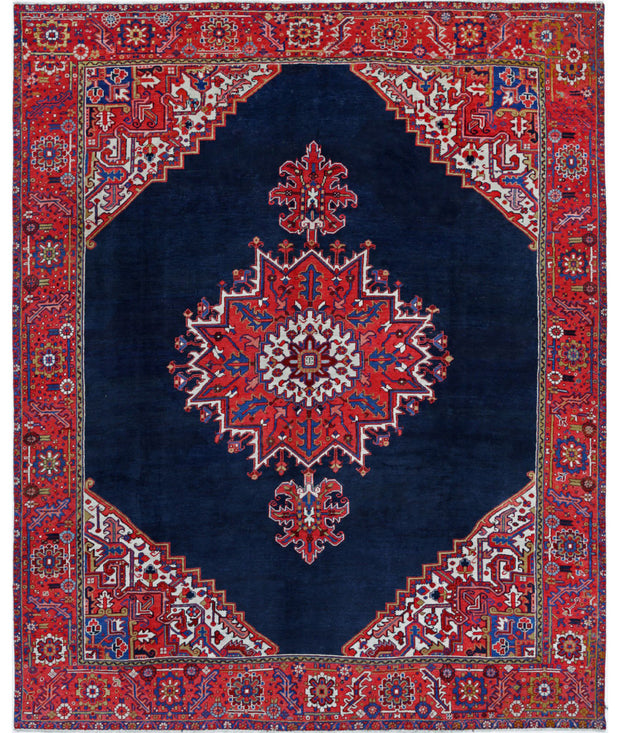 Hand Knotted Antique Oriental Heriz Wool Rug 8' 10" x 10' 11" - No. AT51155