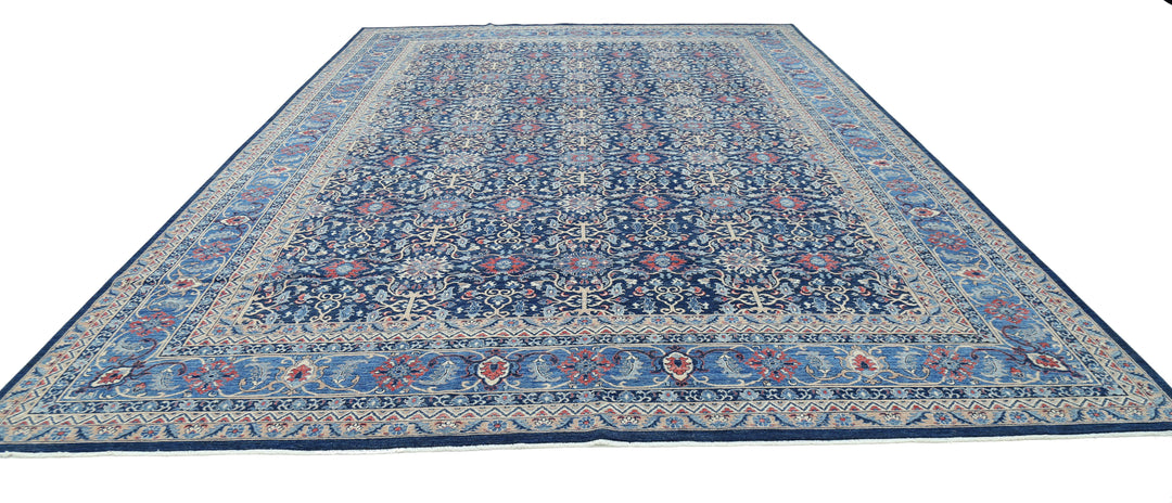 Blue Afghan Jasmine Sultani Rug 11' 10" x 17' 7" Hand-Knotted | No. AT88449