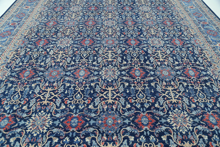 Blue Afghan Jasmine Sultani Rug 11' 10" x 17' 7" Hand-Knotted | No. AT88449