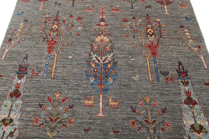 Grey Afghan Bakshaish Sultani Rug 5'8" x 9'0" Hand-Knotted | No. AT31252