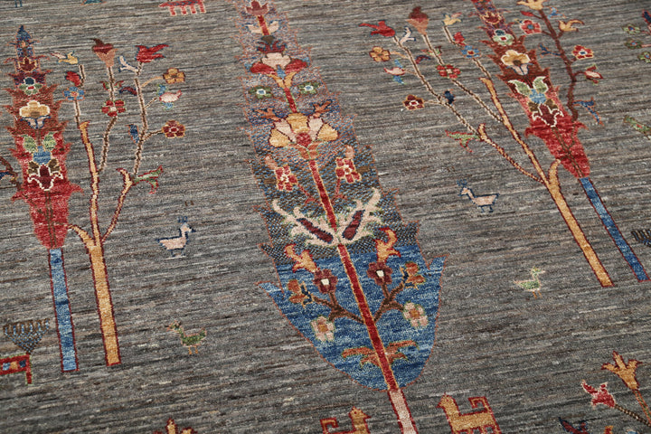 Grey Afghan Bakshaish Sultani Rug 5'8" x 9'0" Hand-Knotted | No. AT31252