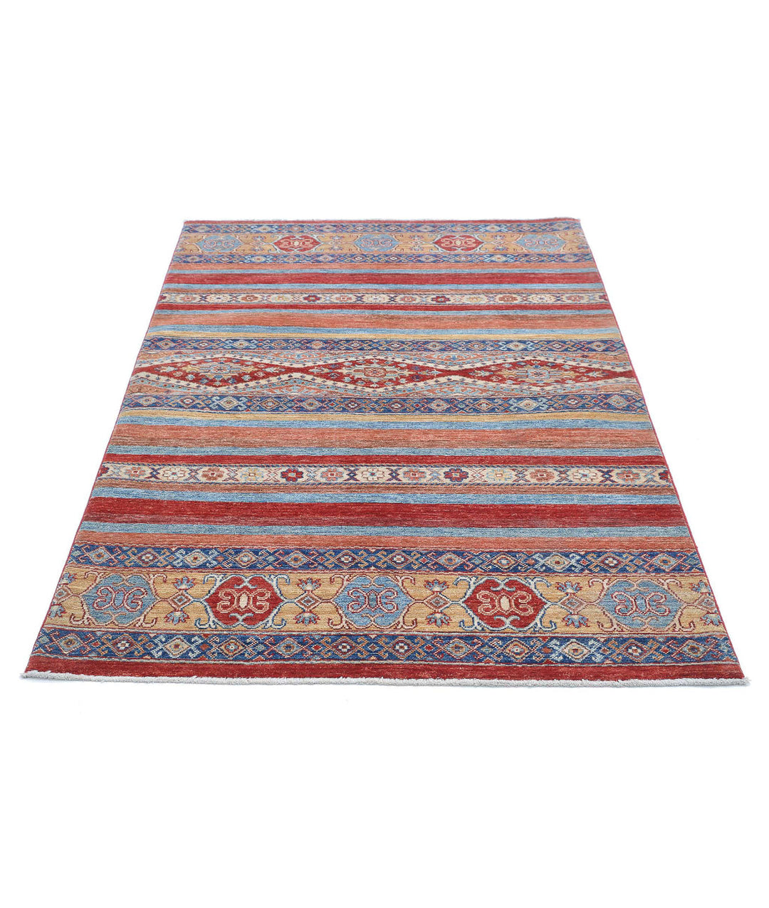 Afghan Khurjeen Rug 4' 1" x 6' 0" Hand-Knotted | No. AT12980