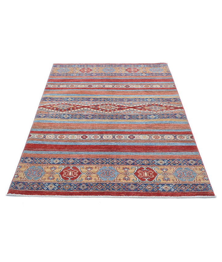 Afghan Khurjeen Rug 4' 1" x 6' 0" Hand-Knotted | No. AT12980