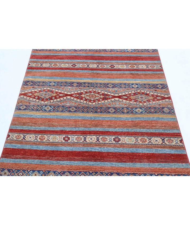 Afghan Khurjeen Rug 4' 1" x 6' 0" Hand-Knotted | No. AT12980