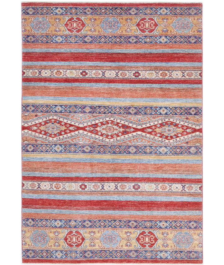 Afghan Khurjeen Rug 4' 1" x 6' 0" Hand-Knotted | No. AT12980
