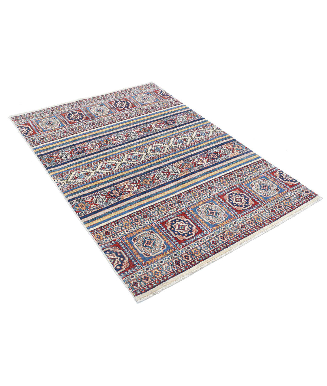 Afghan Khurjeen Rug 4' 0" x 5' 11" Hand-Knotted | No. AT49469