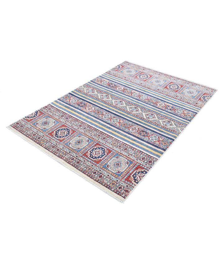 Afghan Khurjeen Rug 4' 0" x 5' 11" Hand-Knotted | No. AT49469