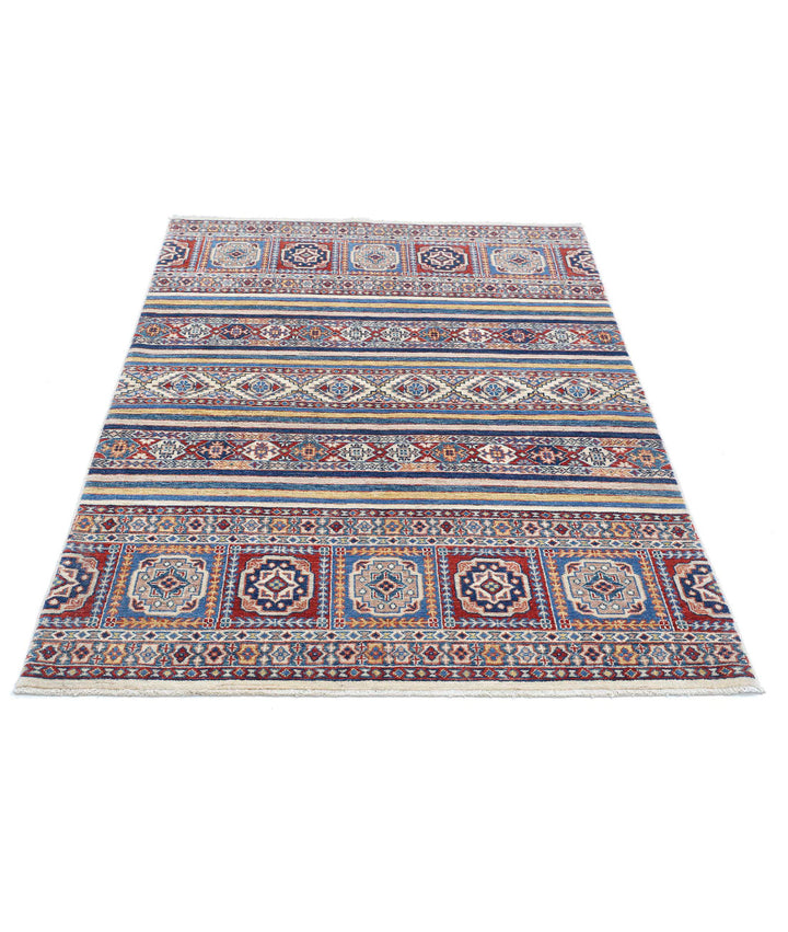 Afghan Khurjeen Rug 4' 0" x 5' 11" Hand-Knotted | No. AT49469