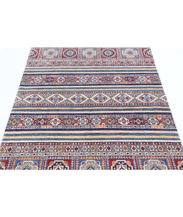 Afghan Khurjeen Rug 4' 0" x 5' 11" Hand-Knotted | No. AT49469
