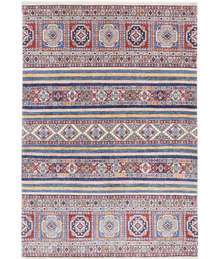 Afghan Khurjeen Rug 4' 0" x 5' 11" Hand-Knotted | No. AT49469