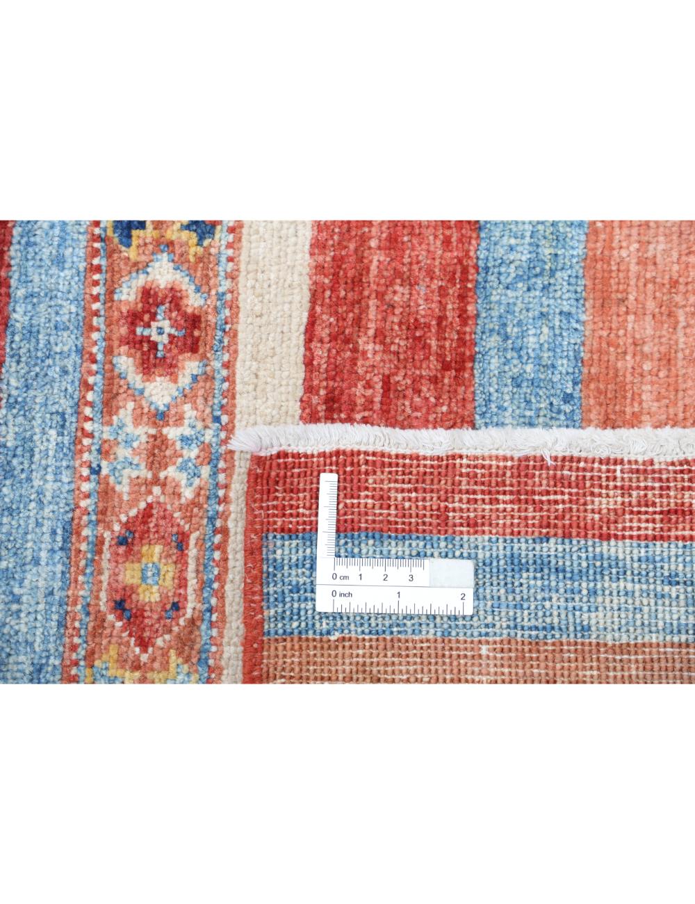 Red Afghan Khurjeen Rug 5' 7" x 8' 1" Hand-Knotted | No. AT37212