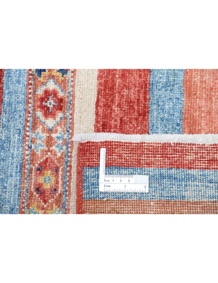 Red Afghan Khurjeen Rug 5' 7" x 8' 1" Hand-Knotted | No. AT37212