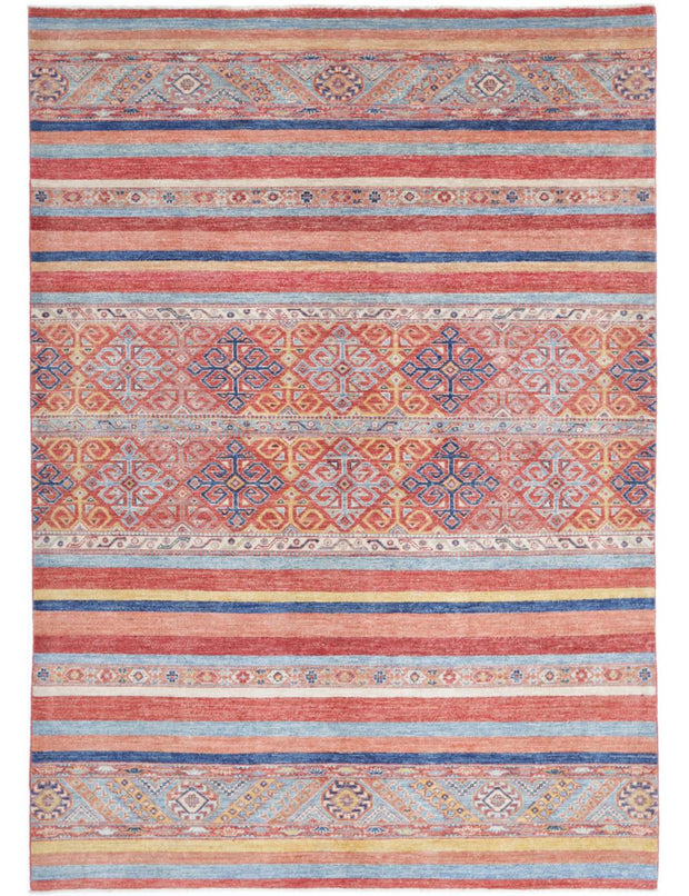 Hand Knotted Khurjeen Wool Rug 5' 7" x 8' 1" - No. AT37212