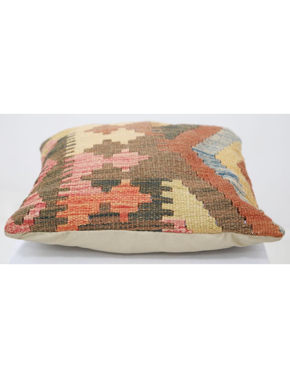 Afghan Tribal Pillow 1' 5" x 1' 5" Hand-Woven detail