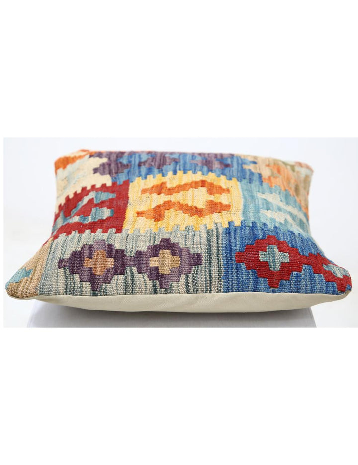 Afghan Tribal Pillow 1' 5" x 1' 5" Hand-Woven detail