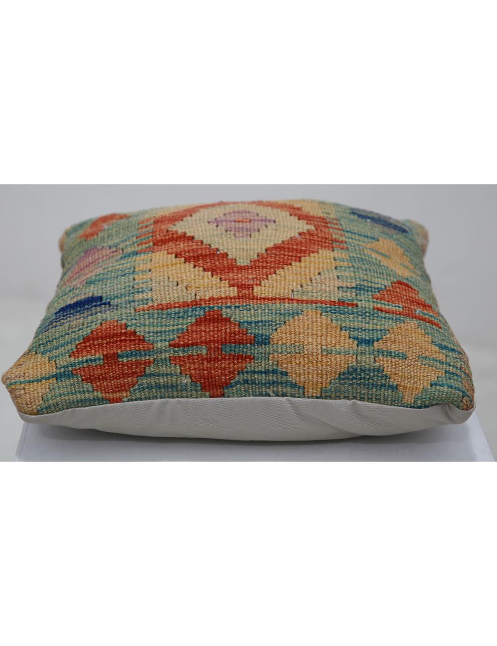 Afghan Tribal Pillow 1' 5" x 1' 5" Hand-Woven detail