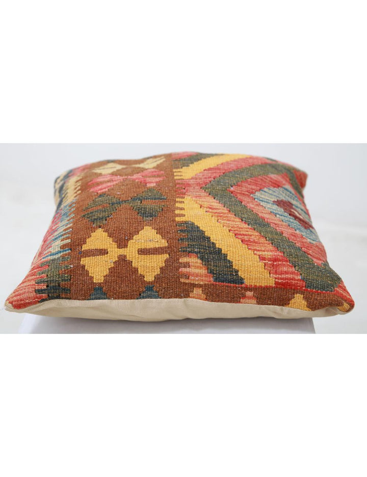 Afghan Tribal Pillow 1' 5" x 1' 5" Hand-Woven detail