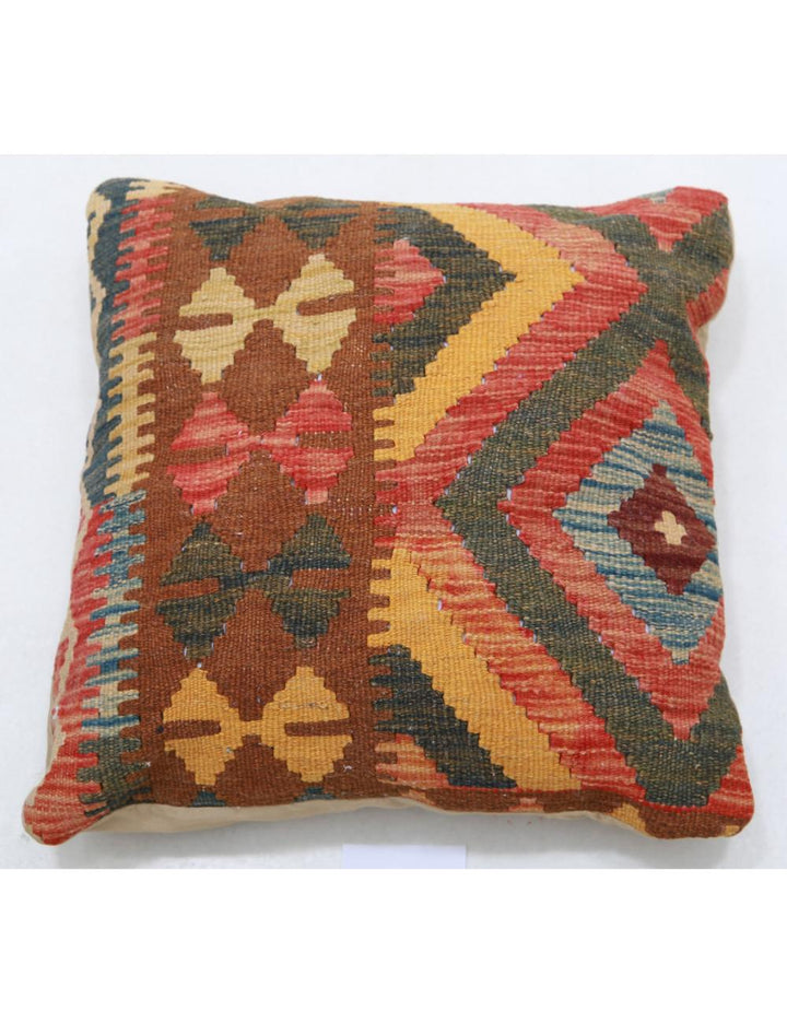 Hand Woven Tribal  Wool Pillow 1' 5" x 1' 5" - No. AT43520